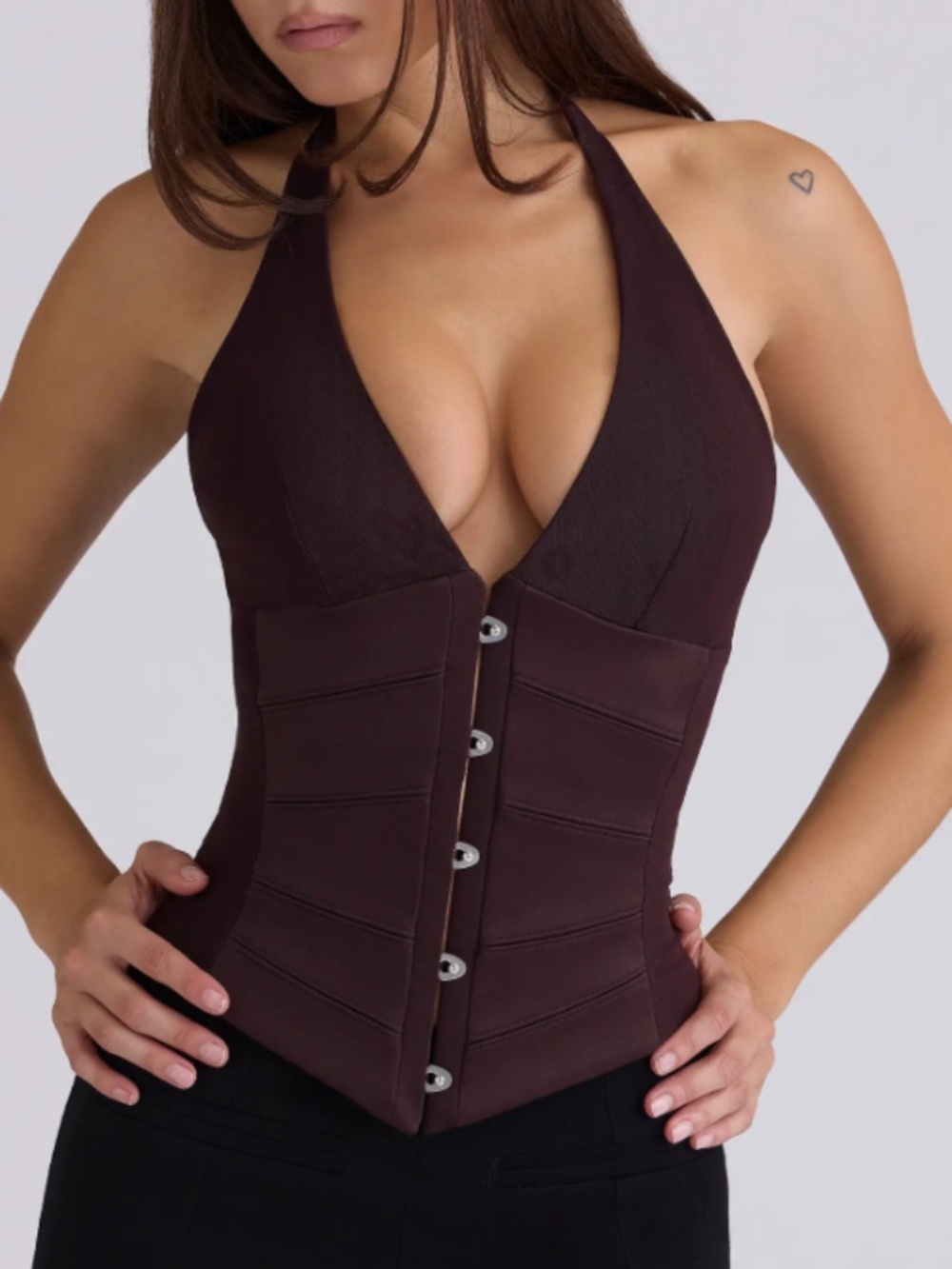House of CB 'Lia' Corset Top in Dark Cherry